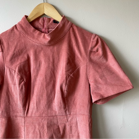 Adorable subtle sexy corduroy Asymmetrical Dress in Rose. Runs small…like a M-L - Picture 2 of 7